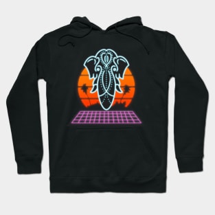 Retro Synth-wave Elephant Hoodie